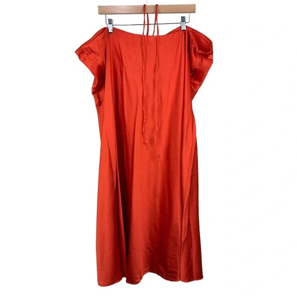 NWT Abercrombie & Fitch Satin Slip Midi Halter Dress - Picture 7 of 7